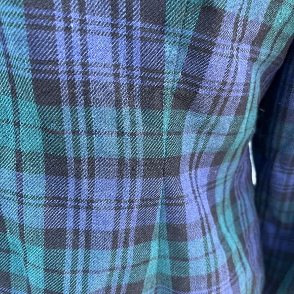 Vintage Plaid Cardigan Retro 1930s vibe Shacket in Blue and green Size 10 petite - Picture 7 of 7
